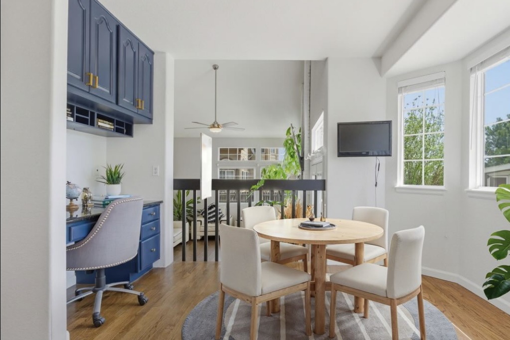 Breakfast nook with a built-in office desk