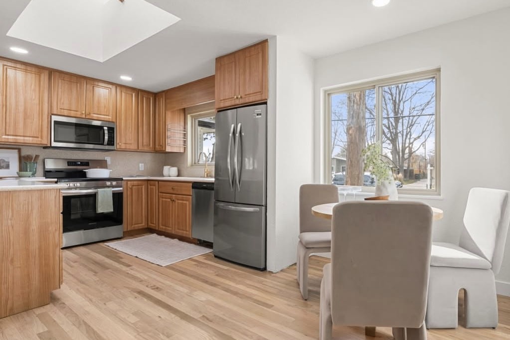 Kitchen with oak cabinets and a breakfast nook